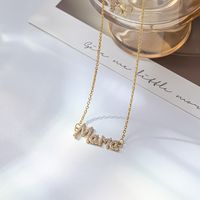 Mama Letter Titanium Steel Plating Rhinestones Necklace main image 6