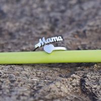 Mama Letter Titanium Steel Plating Open Ring main image 4