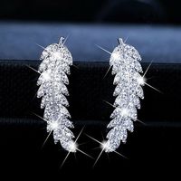 1 Pair Fashion Leaf Alloy Inlaid Zircon Women's Earrings main image 1