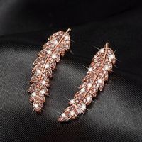 1 Pair Fashion Leaf Alloy Inlaid Zircon Women's Earrings main image 3