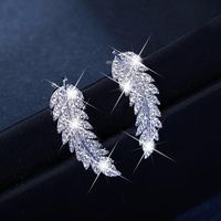 1 Pair Fashion Leaf Alloy Inlaid Zircon Women's Earrings main image 2