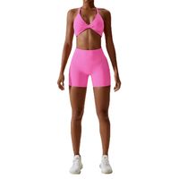 Des Sports Couleur Unie Nylon Spandex Dos Nu Survêtement Sous-vêtements Leggings main image 5