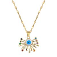 Wholesale Fashion Devil'S Eye Star Moon Stainless Steel Copper Inlay Rhinestones Pendant Necklace main image 3
