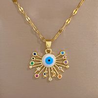Wholesale Fashion Devil'S Eye Star Moon Stainless Steel Copper Inlay Rhinestones Pendant Necklace main image 4