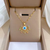 Wholesale Fashion Devil'S Eye Star Moon Stainless Steel Copper Inlay Rhinestones Pendant Necklace main image 5