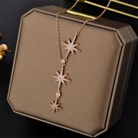 Ig Style Basic Star Titanium Steel Inlay Zircon Necklace main image 4