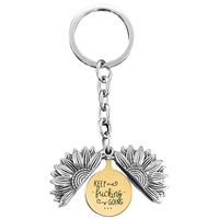 1 Piece Retro Letter Plant Flowers Metal Plating Keychain main image 4