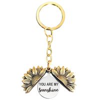 1 Piece Retro Letter Plant Flowers Metal Plating Keychain main image 3