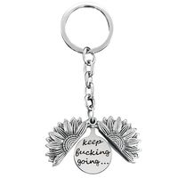 1 Piece Retro Letter Plant Flowers Metal Plating Keychain sku image 6