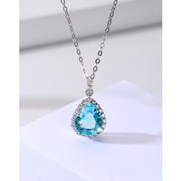 1 Piece Fashion Water Droplets Sterling Silver Polishing Inlay Zircon Pendant Necklace main image 6