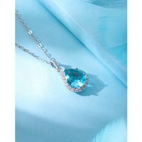 1 Piece Fashion Water Droplets Sterling Silver Polishing Inlay Zircon Pendant Necklace main image 5