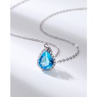 1 Piece Fashion Water Droplets Sterling Silver Polishing Inlay Zircon Pendant Necklace main image 4