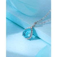 1 Piece Fashion Water Droplets Sterling Silver Polishing Inlay Zircon Pendant Necklace main image 3