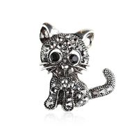 Retro Cat Alloy Plating Rhinestones Unisex Brooches sku image 1