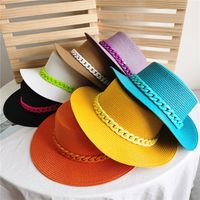 Unisex Fashion Solid Color Big Eaves Straw Hat main image 5
