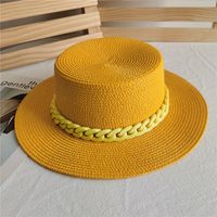 Unisex Fashion Solid Color Big Eaves Straw Hat main image 3