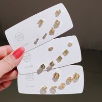 1 Set Simple Style Square Plating Inlay Alloy Zircon Ear Studs main image 1