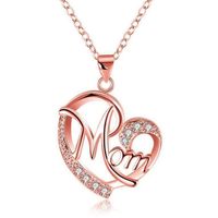 1 Piece Fashion Mama Heart Shape Alloy Plating Artificial Rhinestones Mother's Day Women's Pendant Necklace main image 6
