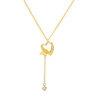 1 Piece Simple Style Heart Shape Butterfly Stainless Steel Plating Pendant Necklace main image 4