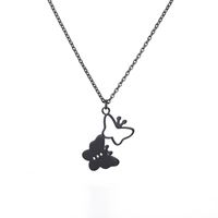 1 Stück Einfacher Stil Herzform Schmetterling Rostfreier Stahl Überzug Halskette Mit Anhänger sku image 1