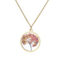1 Piece Retro Round Flower Stainless Steel Inlaid Resin Pendant Necklace main image 2