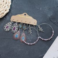 1 Set Retro Flower Alloy Turquoise Seed Bead Handmade Women's Drop Earrings sku image 23