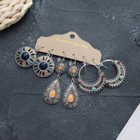 1 Set Retro Flower Alloy Turquoise Seed Bead Handmade Women's Drop Earrings sku image 6