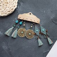 1 Set Retro Flower Alloy Turquoise Seed Bead Handmade Women's Drop Earrings sku image 11