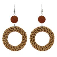 1 Pair Fashion Geometric Alloy Natural Rattan Wood Handmade Women's Drop Earrings main image 5