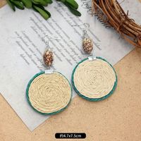 1 Pair Fashion Geometric Alloy Natural Rattan Wood Handmade Women's Drop Earrings sku image 15