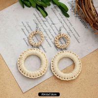 1 Pair Fashion Geometric Alloy Natural Rattan Wood Handmade Women's Drop Earrings sku image 21