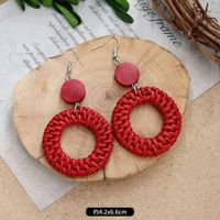 1 Pair Fashion Geometric Alloy Natural Rattan Wood Handmade Women's Drop Earrings sku image 6
