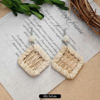 1 Pair Fashion Geometric Alloy Natural Rattan Wood Handmade Women's Drop Earrings sku image 18