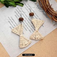 1 Pair Fashion Geometric Alloy Natural Rattan Wood Handmade Women's Drop Earrings sku image 17