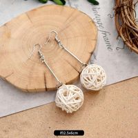 1 Pair Fashion Geometric Alloy Natural Rattan Wood Handmade Women's Drop Earrings sku image 1