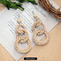1 Pair Fashion Geometric Alloy Natural Rattan Wood Handmade Women's Drop Earrings sku image 22