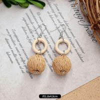 1 Pair Fashion Geometric Alloy Natural Rattan Wood Handmade Women's Drop Earrings sku image 2