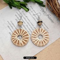 1 Pair Fashion Geometric Alloy Natural Rattan Wood Handmade Women's Drop Earrings sku image 11