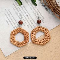 1 Pair Fashion Geometric Alloy Natural Rattan Wood Handmade Women's Drop Earrings sku image 13