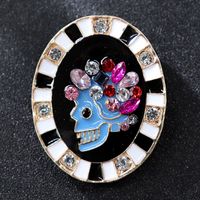 Retro Letter Moon Flower Alloy Inlay Artificial Gemstones Women's Brooches main image 5