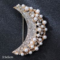 Retro Letter Moon Flower Alloy Inlay Artificial Gemstones Women's Brooches sku image 57