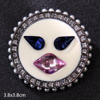 Retro Letter Moon Flower Alloy Inlay Artificial Gemstones Women's Brooches sku image 48
