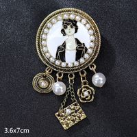 Retro Letter Moon Flower Alloy Inlay Artificial Gemstones Women's Brooches sku image 25