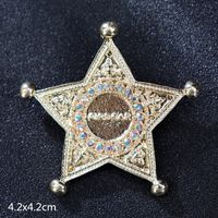 Retro Letter Moon Flower Alloy Inlay Artificial Gemstones Women's Brooches sku image 9