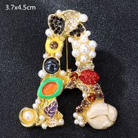 Retro Letter Moon Flower Alloy Inlay Artificial Gemstones Women's Brooches sku image 58