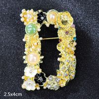 Retro Letter Moon Flower Alloy Inlay Artificial Gemstones Women's Brooches sku image 59