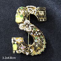 Retro Letter Moon Flower Alloy Inlay Artificial Gemstones Women's Brooches sku image 63