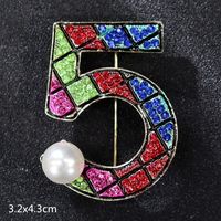 Retro Letter Moon Flower Alloy Inlay Artificial Gemstones Women's Brooches sku image 38