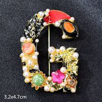 Retro Letter Moon Flower Alloy Inlay Artificial Gemstones Women's Brooches sku image 60