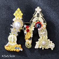 Retro Letter Moon Flower Alloy Inlay Artificial Gemstones Women's Brooches sku image 61